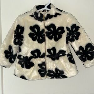 Janie And Jack plush faux fur print coat girl's sz 12-18 months NWOT